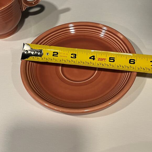 Vintage Fiestaware Fiesta HLC Ring Handle Cup & Saucer Rose - Picture 4 of 7